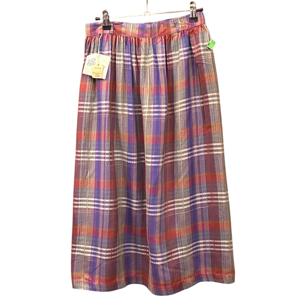 Vintage 90,s Liz Baker Plaid Midi Skirt Dark Academia Cottagecore Retro Preppy